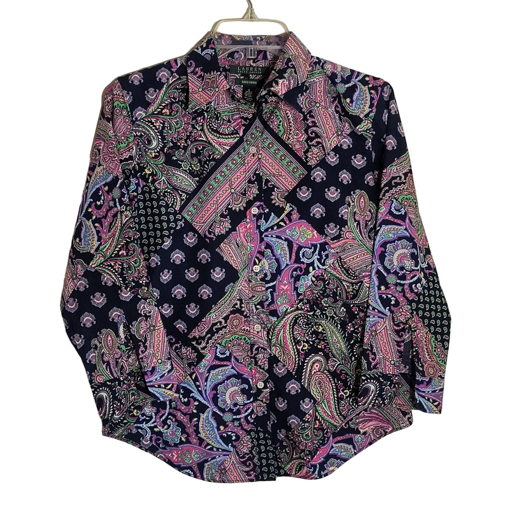 Lauren Ralph Lauren  100% Cotton Long sleeve Multicolor button down shirt size S